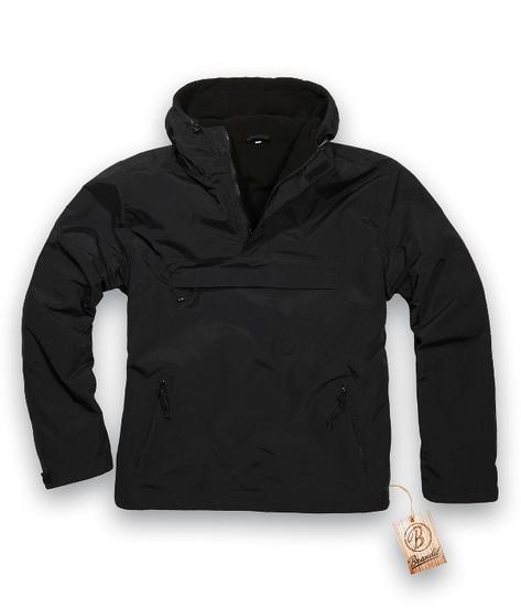 Brandit Windbreaker Overhead Cagoule Fleece Lined Hooded Black Preview